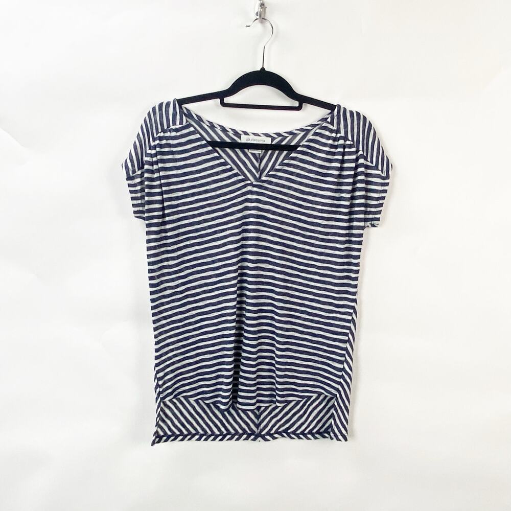 Liz Claiborne Small Womens Blue White Striped Knit Top Tee